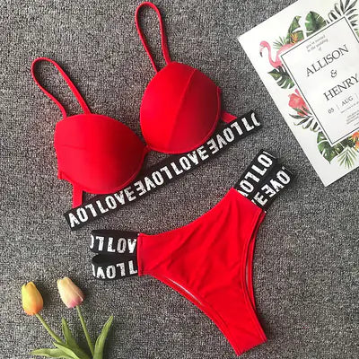 Women's Sexy Letter Print Bikini Swimsuit