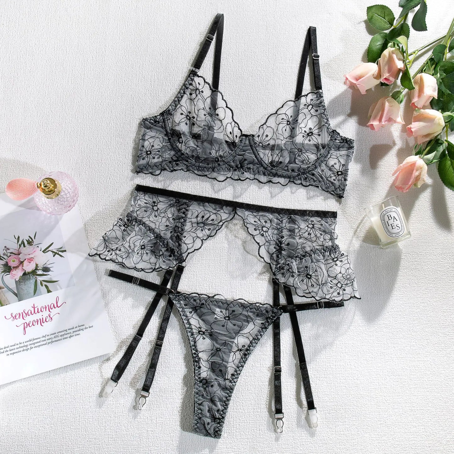 European Style Sheer Lace Lingerie Set
