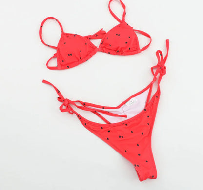 Watermelon Print Two-Piece Swimsuit Bikini Set