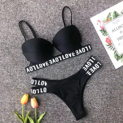 Women's Sexy Letter Print Bikini Swimsuit