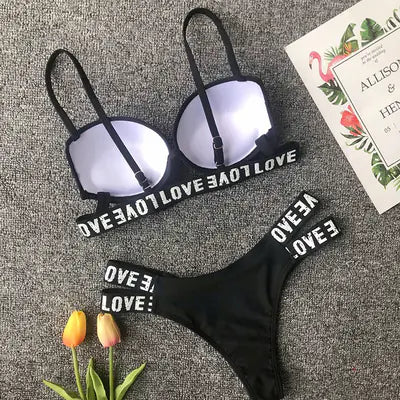 Women's Sexy Letter Print Bikini Swimsuit