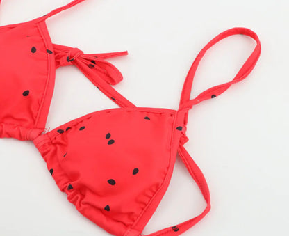 Watermelon Print Two-Piece Swimsuit Bikini Set