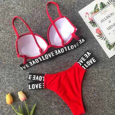 Women's Sexy Letter Print Bikini Swimsuit
